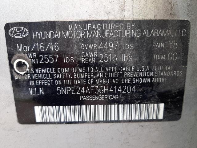 Photo 9 VIN: 5NPE24AF3GH414204 - HYUNDAI SONATA 