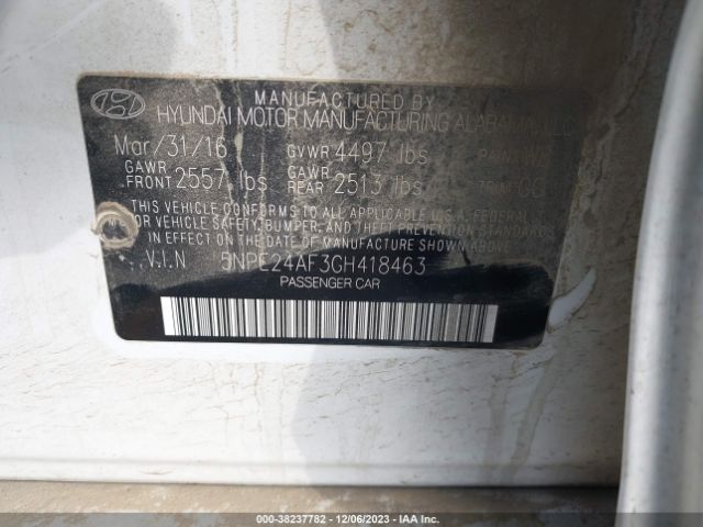 Photo 8 VIN: 5NPE24AF3GH418463 - HYUNDAI SONATA 