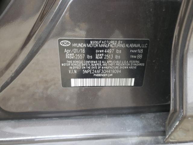 Photo 9 VIN: 5NPE24AF3GH419094 - HYUNDAI SONATA SE 