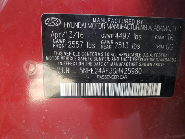 Photo 9 VIN: 5NPE24AF3GH425980 - HYUNDAI SONATA SE 