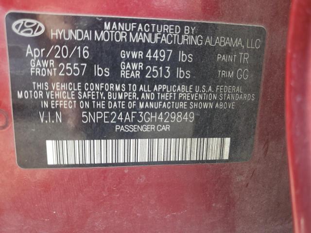 Photo 11 VIN: 5NPE24AF3GH429849 - HYUNDAI SONATA 