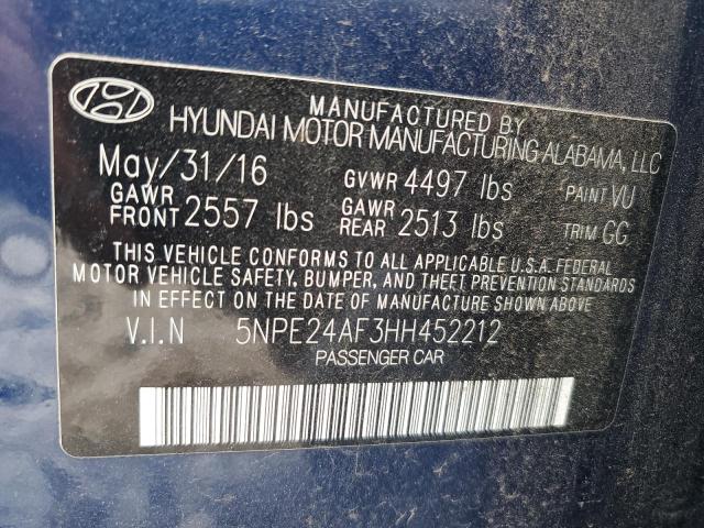 Photo 11 VIN: 5NPE24AF3HH452212 - HYUNDAI SONATA SE 