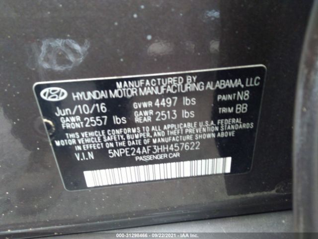 Photo 8 VIN: 5NPE24AF3HH457622 - HYUNDAI SONATA 