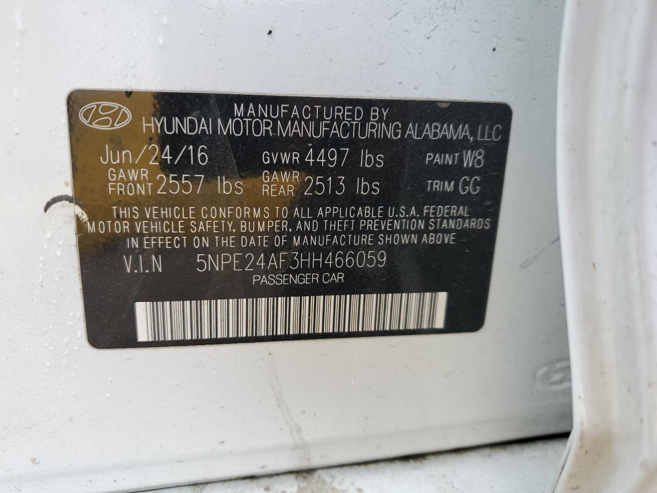 Photo 11 VIN: 5NPE24AF3HH466059 - HYUNDAI SONATA 