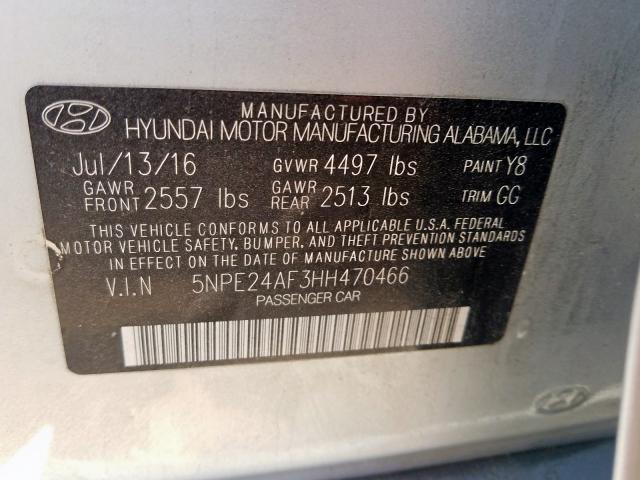 Photo 9 VIN: 5NPE24AF3HH470466 - HYUNDAI SONATA SE 