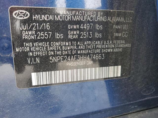 Photo 11 VIN: 5NPE24AF3HH474663 - HYUNDAI SONATA 