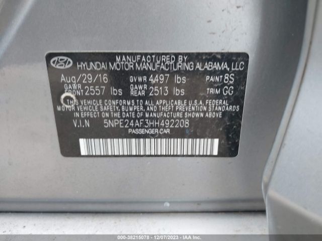 Photo 8 VIN: 5NPE24AF3HH492208 - HYUNDAI SONATA 