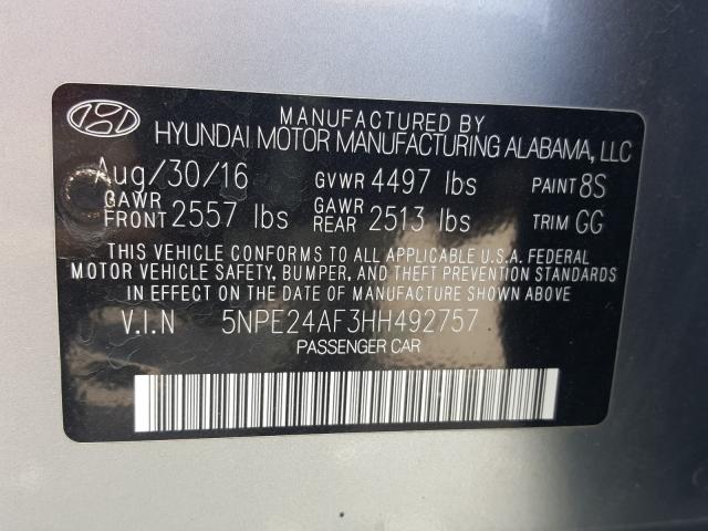 Photo 9 VIN: 5NPE24AF3HH492757 - HYUNDAI SONATA SE 