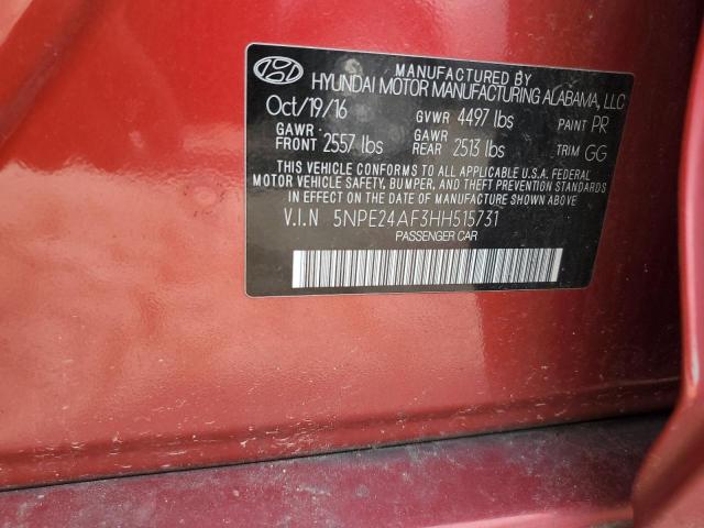 Photo 11 VIN: 5NPE24AF3HH515731 - HYUNDAI SONATA 