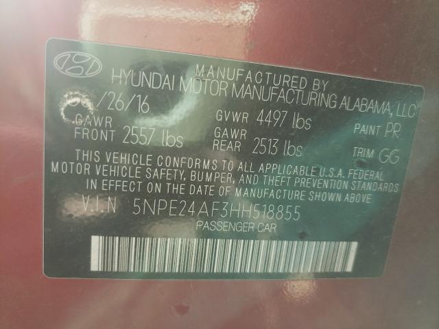 Photo 9 VIN: 5NPE24AF3HH518855 - HYUNDAI SONATA SE 