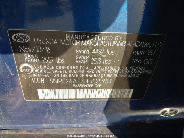 Photo 8 VIN: 5NPE24AF3HH525983 - HYUNDAI SONATA 