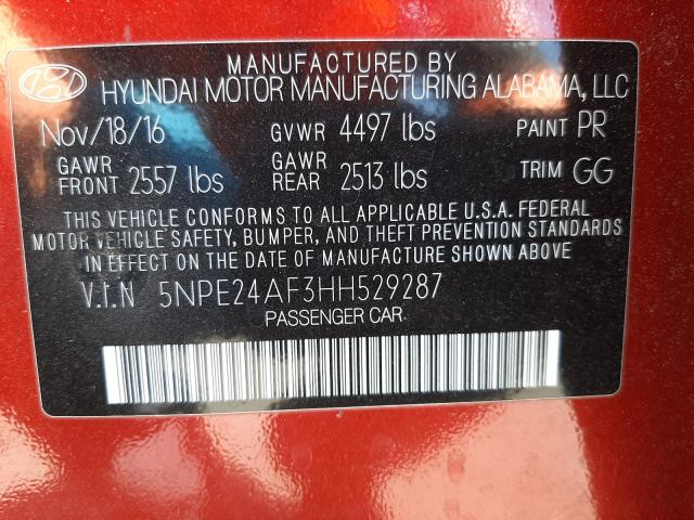 Photo 9 VIN: 5NPE24AF3HH529287 - HYUNDAI SONATA SE 