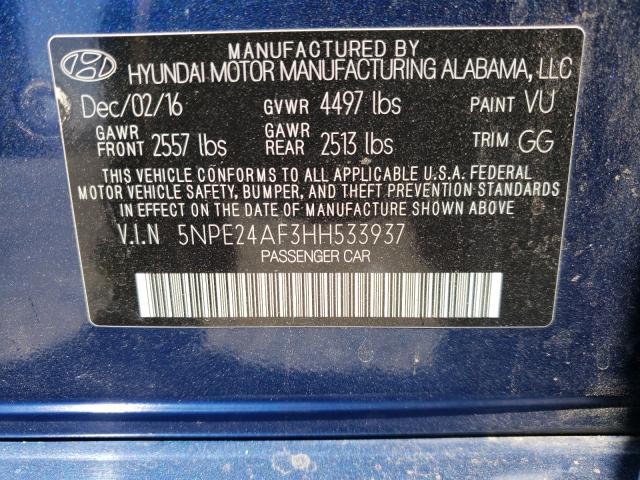 Photo 9 VIN: 5NPE24AF3HH533937 - HYUNDAI SONATA SE 