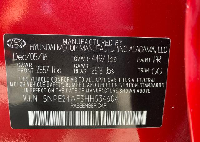 Photo 9 VIN: 5NPE24AF3HH534604 - HYUNDAI SONATA 