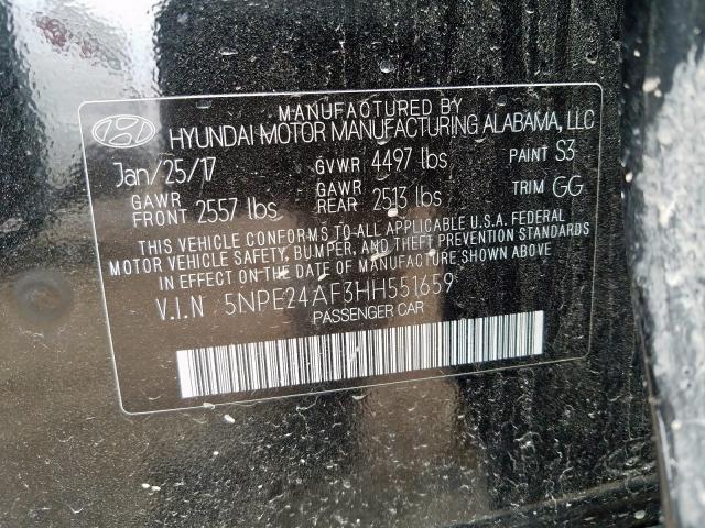 Photo 9 VIN: 5NPE24AF3HH551659 - HYUNDAI SONATA SE 