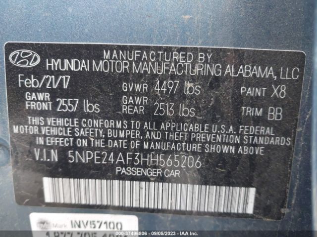 Photo 8 VIN: 5NPE24AF3HH565206 - HYUNDAI SONATA 