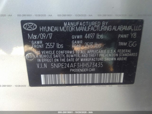 Photo 8 VIN: 5NPE24AF3HH573435 - HYUNDAI SONATA 