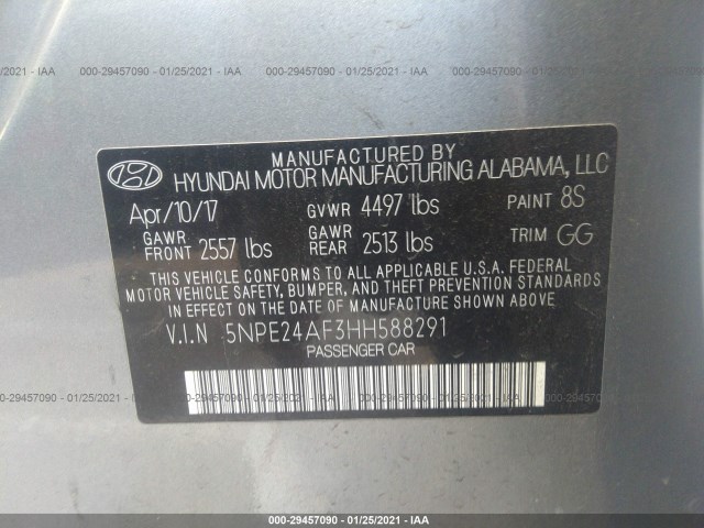 Photo 8 VIN: 5NPE24AF3HH588291 - HYUNDAI SONATA 