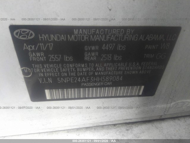 Photo 8 VIN: 5NPE24AF3HH589084 - HYUNDAI SONATA 