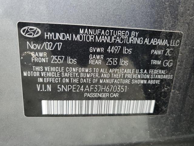 Photo 11 VIN: 5NPE24AF3JH670351 - HYUNDAI SONATA 