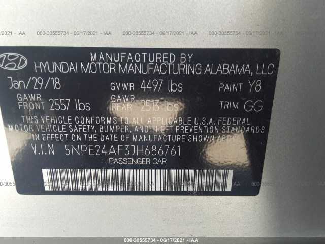 Photo 8 VIN: 5NPE24AF3JH686761 - HYUNDAI SONATA 