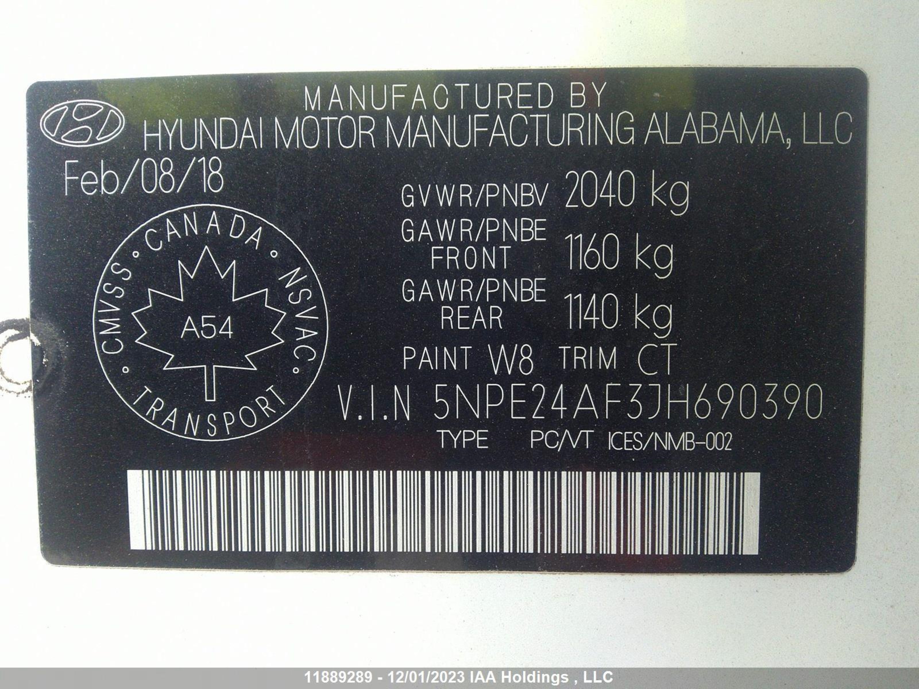 Photo 8 VIN: 5NPE24AF3JH690390 - HYUNDAI SONATA 