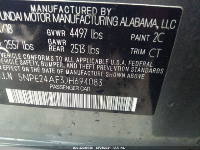 Photo 8 VIN: 5NPE24AF3JH694083 - HYUNDAI SONATA 