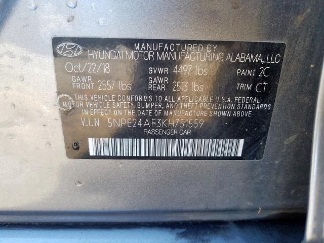 Photo 9 VIN: 5NPE24AF3KH751559 - HYUNDAI SONATA SE 