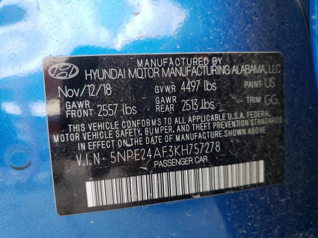 Photo 9 VIN: 5NPE24AF3KH757278 - HYUNDAI SONATA SE 