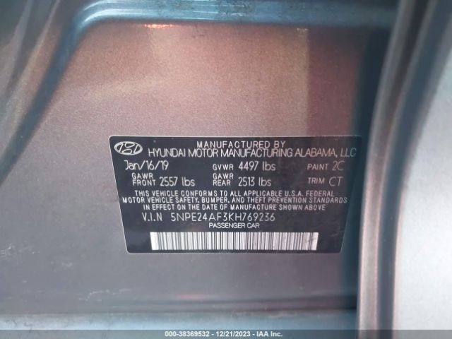 Photo 8 VIN: 5NPE24AF3KH769236 - HYUNDAI SONATA 