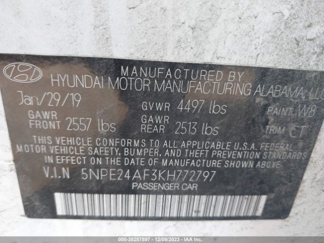 Photo 8 VIN: 5NPE24AF3KH772797 - HYUNDAI SONATA 