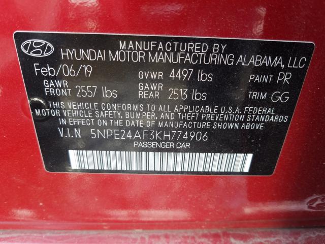 Photo 9 VIN: 5NPE24AF3KH774906 - HYUNDAI SONATA SE 