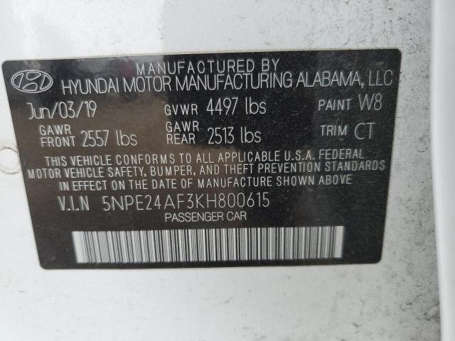 Photo 9 VIN: 5NPE24AF3KH800615 - HYUNDAI SONATA SE 