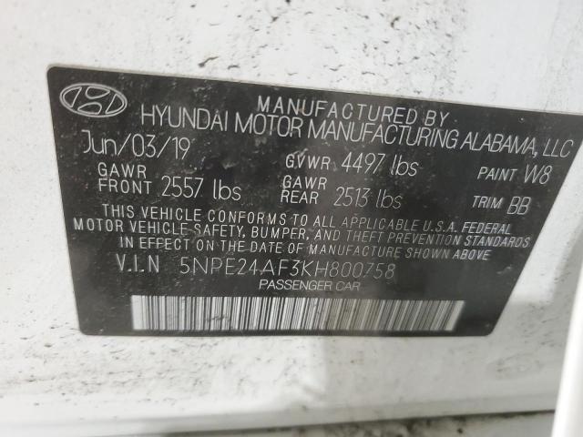 Photo 11 VIN: 5NPE24AF3KH800758 - HYUNDAI SONATA 