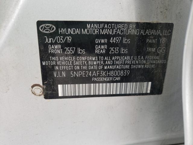 Photo 9 VIN: 5NPE24AF3KH800839 - HYUNDAI SONATA SE 