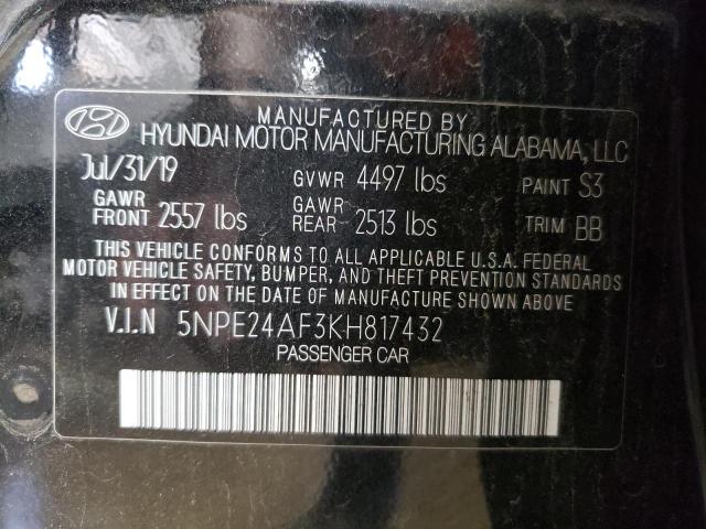 Photo 12 VIN: 5NPE24AF3KH817432 - HYUNDAI SONATA SE 