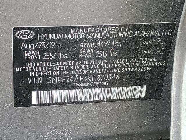 Photo 11 VIN: 5NPE24AF3KH820346 - HYUNDAI SONATA 