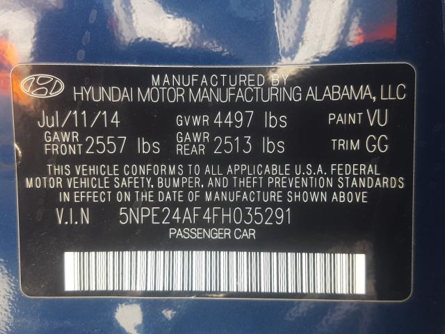 Photo 9 VIN: 5NPE24AF4FH035291 - HYUNDAI SONATA SE 