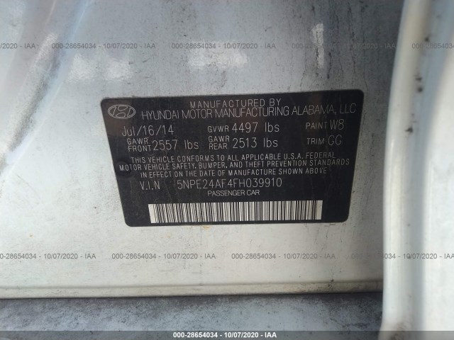 Photo 8 VIN: 5NPE24AF4FH039910 - HYUNDAI SONATA 