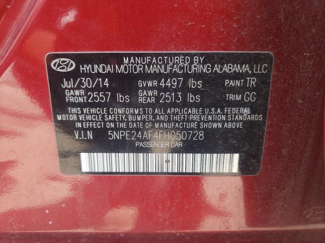 Photo 9 VIN: 5NPE24AF4FH050728 - HYUNDAI SONATA SE 