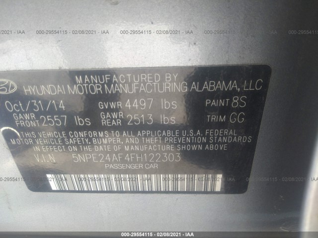 Photo 8 VIN: 5NPE24AF4FH122303 - HYUNDAI SONATA 