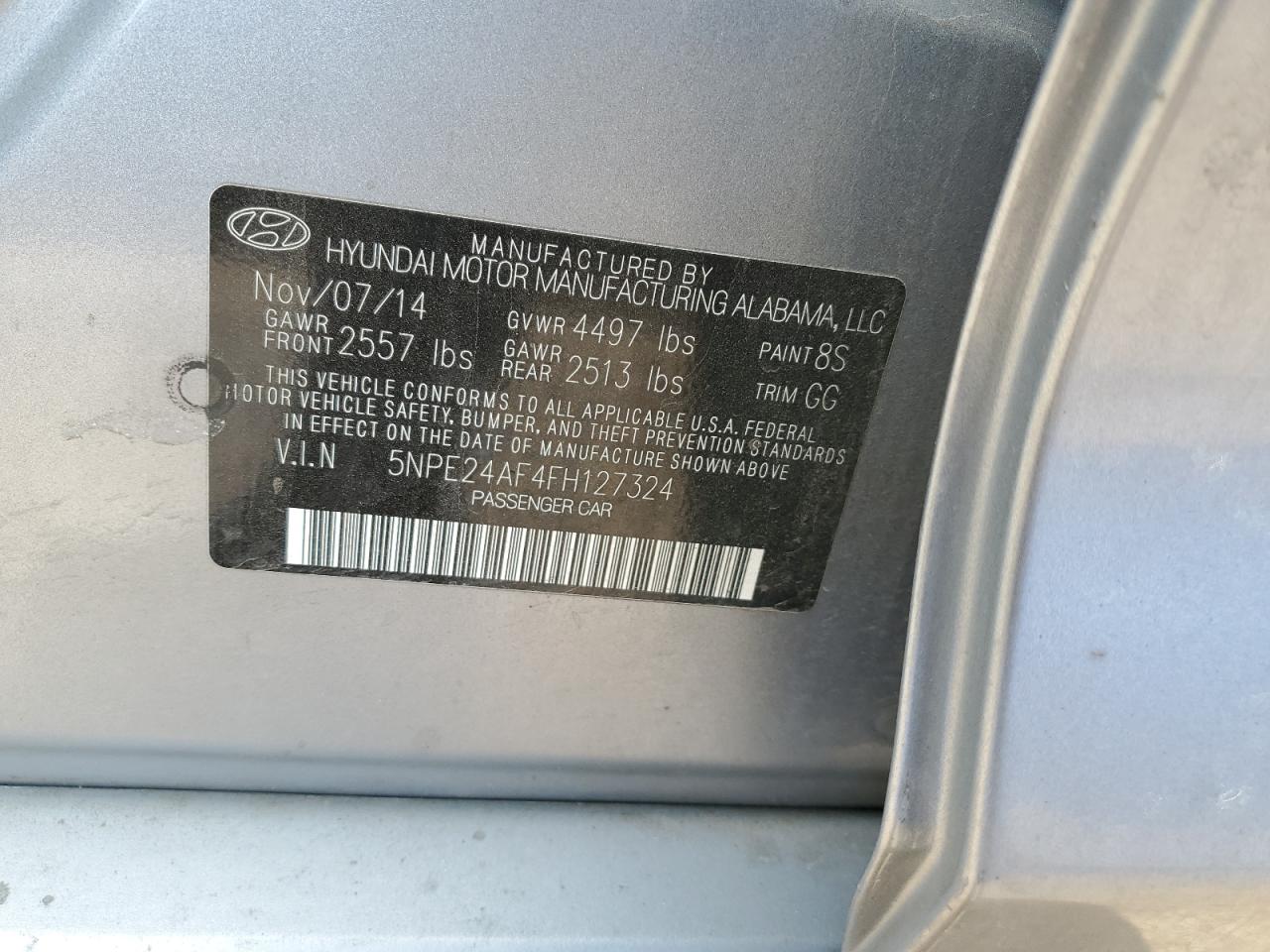 Photo 11 VIN: 5NPE24AF4FH127324 - HYUNDAI SONATA 