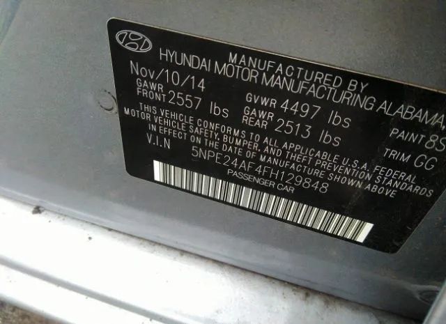 Photo 8 VIN: 5NPE24AF4FH129848 - HYUNDAI SONATA 