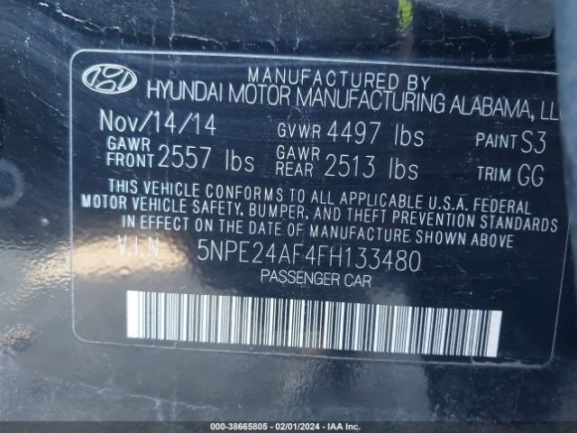 Photo 8 VIN: 5NPE24AF4FH133480 - HYUNDAI SONATA 