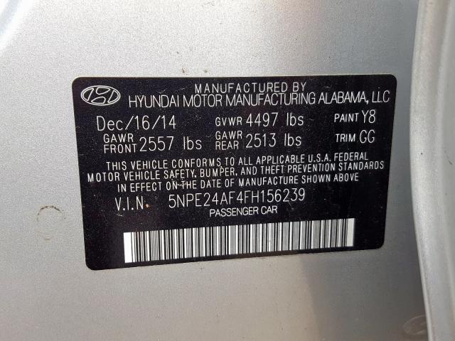 Photo 9 VIN: 5NPE24AF4FH156239 - HYUNDAI SONATA SE 