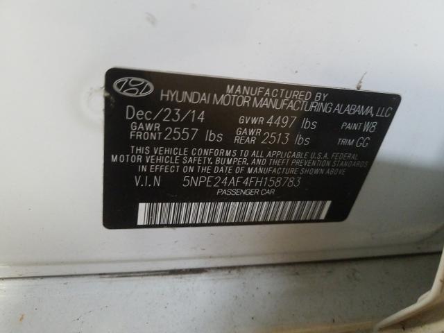 Photo 9 VIN: 5NPE24AF4FH158783 - HYUNDAI SONATA SE 