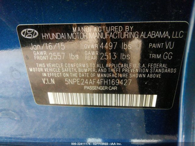 Photo 8 VIN: 5NPE24AF4FH169427 - HYUNDAI SONATA 