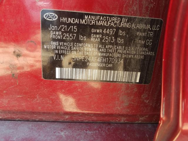 Photo 9 VIN: 5NPE24AF4FH170934 - HYUNDAI SONATA SE 