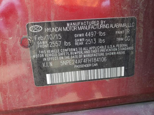 Photo 9 VIN: 5NPE24AF4FH184106 - HYUNDAI SONATA SE 