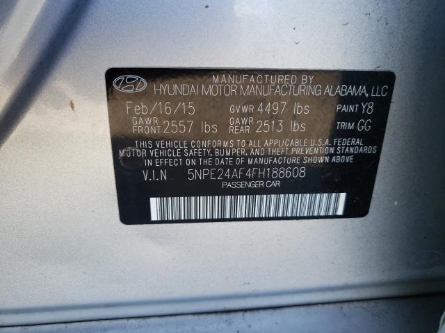 Photo 9 VIN: 5NPE24AF4FH188608 - HYUNDAI SONATA SE 